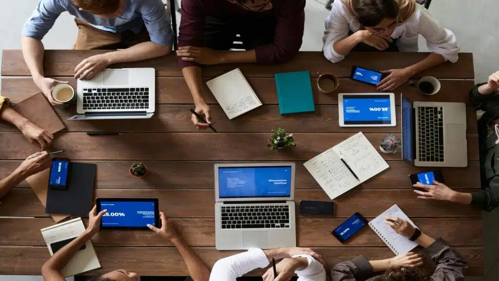 Colleagues at a business meeting