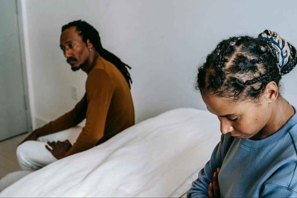 A man and woman not talking