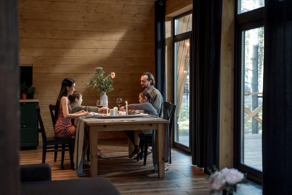 A Couple Having Dinner with their Kids