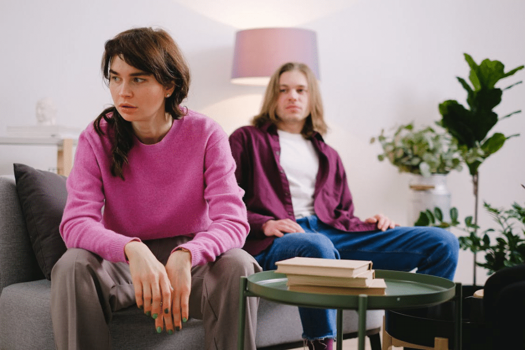 Couple Sitting on a Sofa