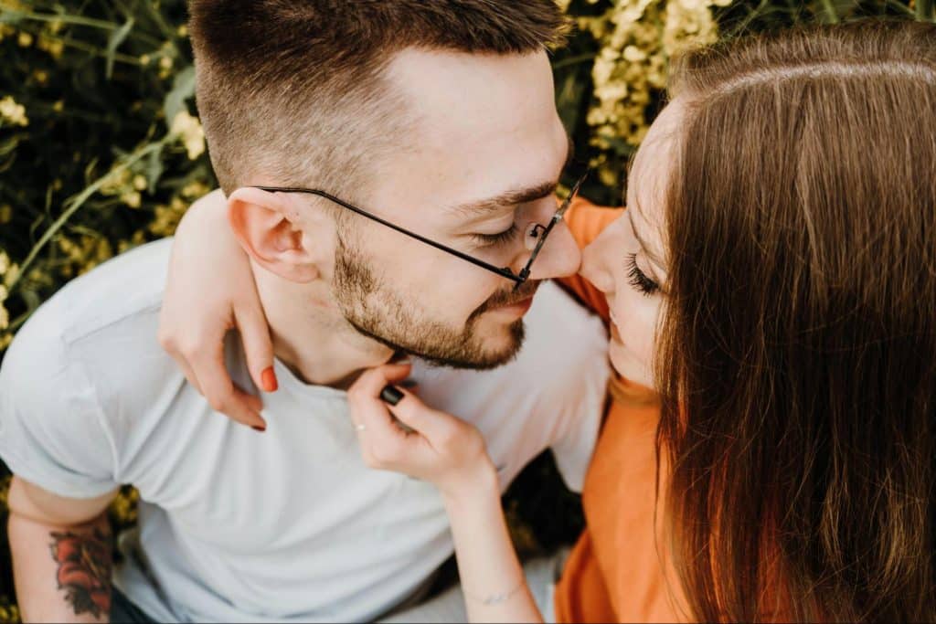 A man and woman close to each other 