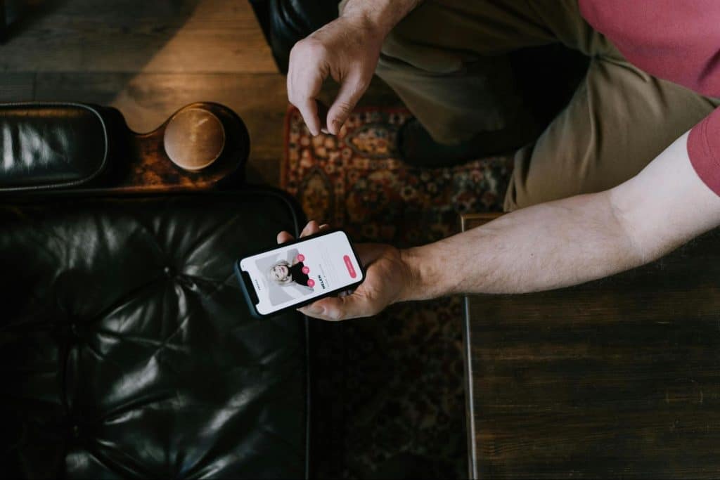 A man using a dating app