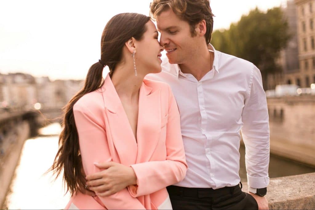 A man and woman close to each other