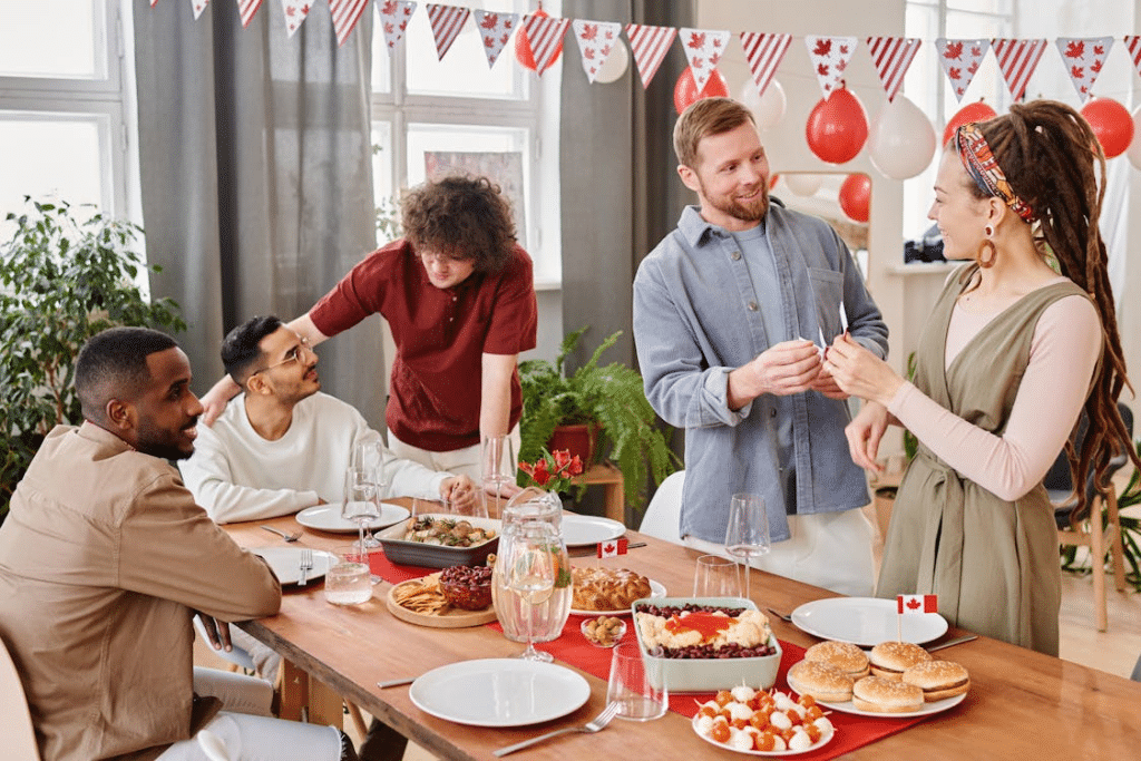 Group of Friends Celebrating at Home