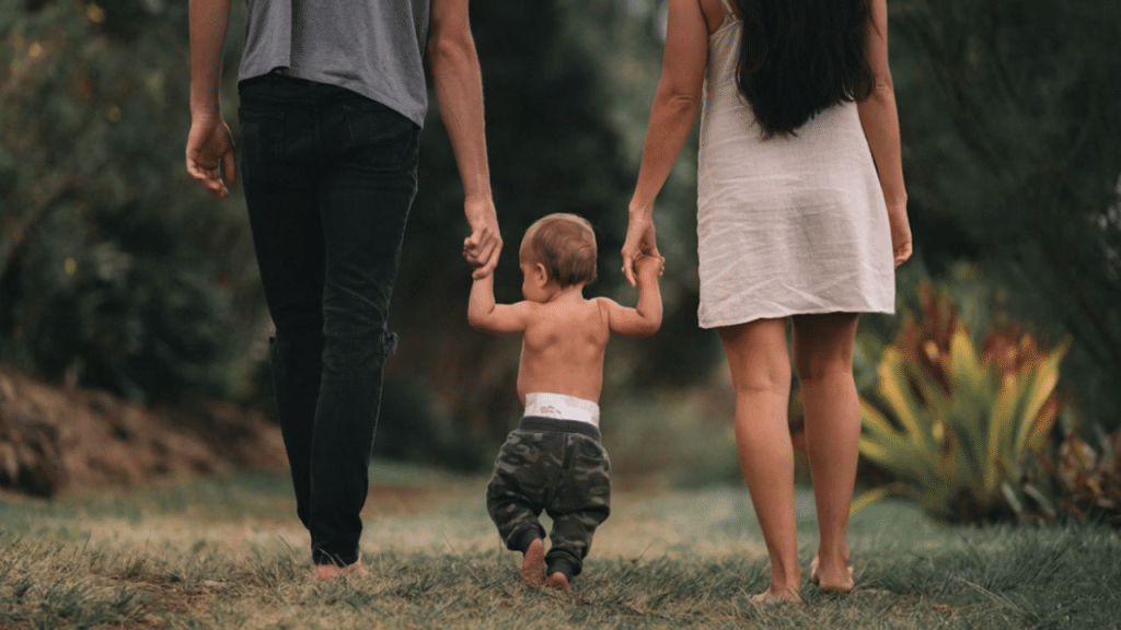 A couple with their baby