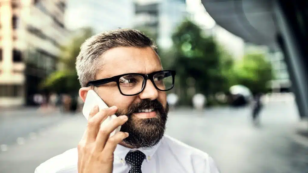 Man making a call in the city.