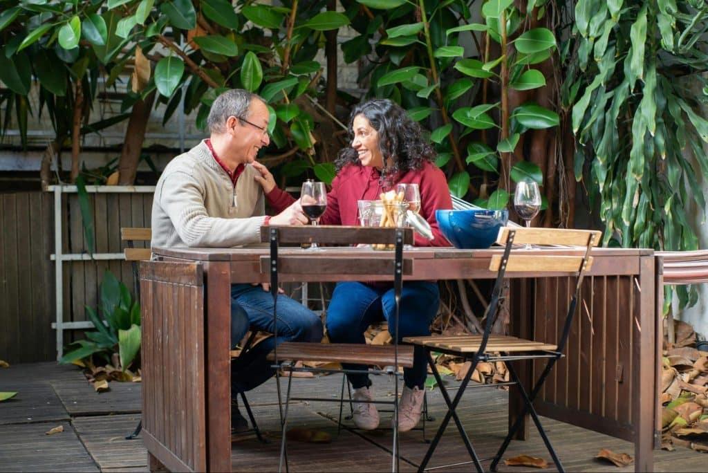 A man and woman having a good conversation