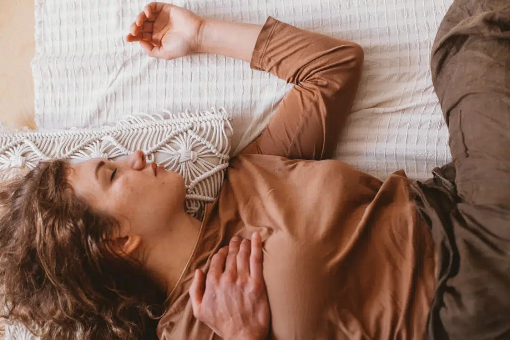 A Woman Sleeping on the Bed