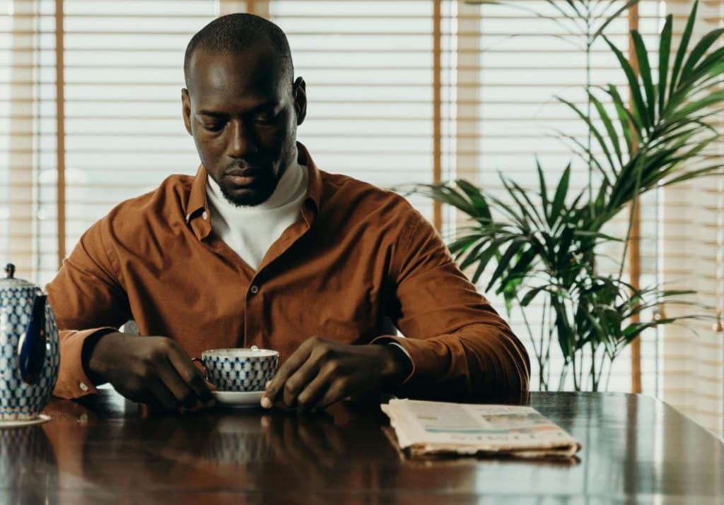 A man having a tea alone