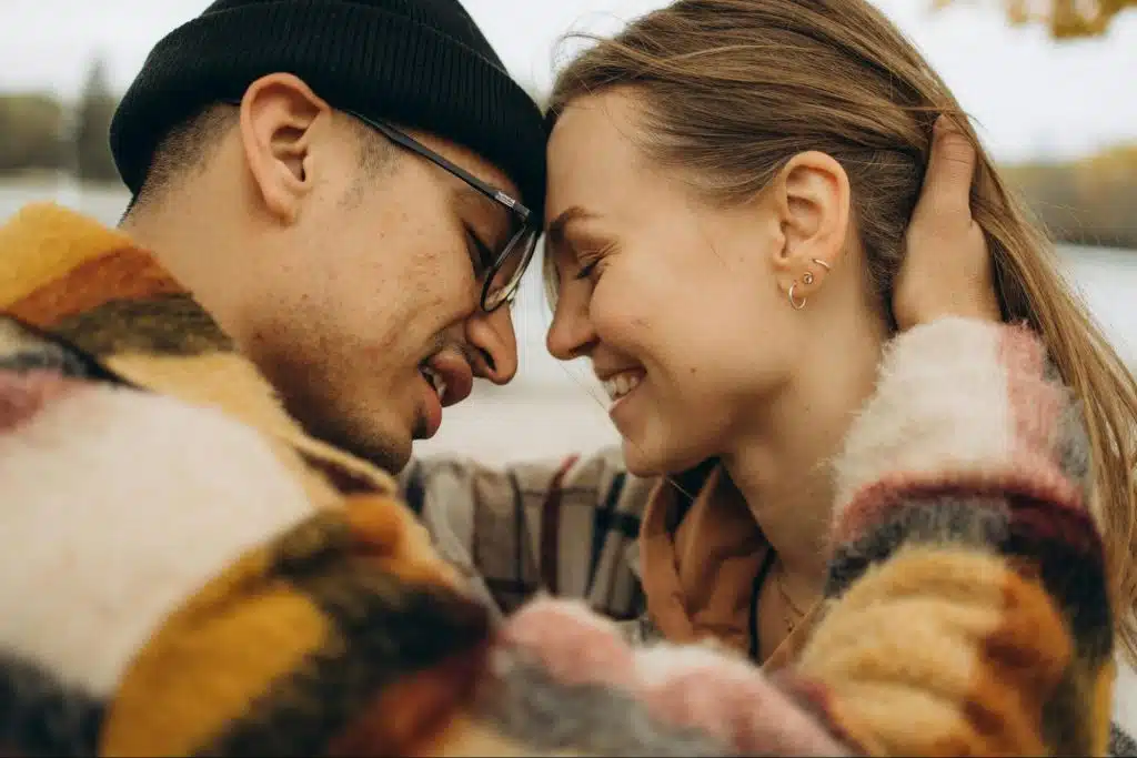 A man and woman face to face