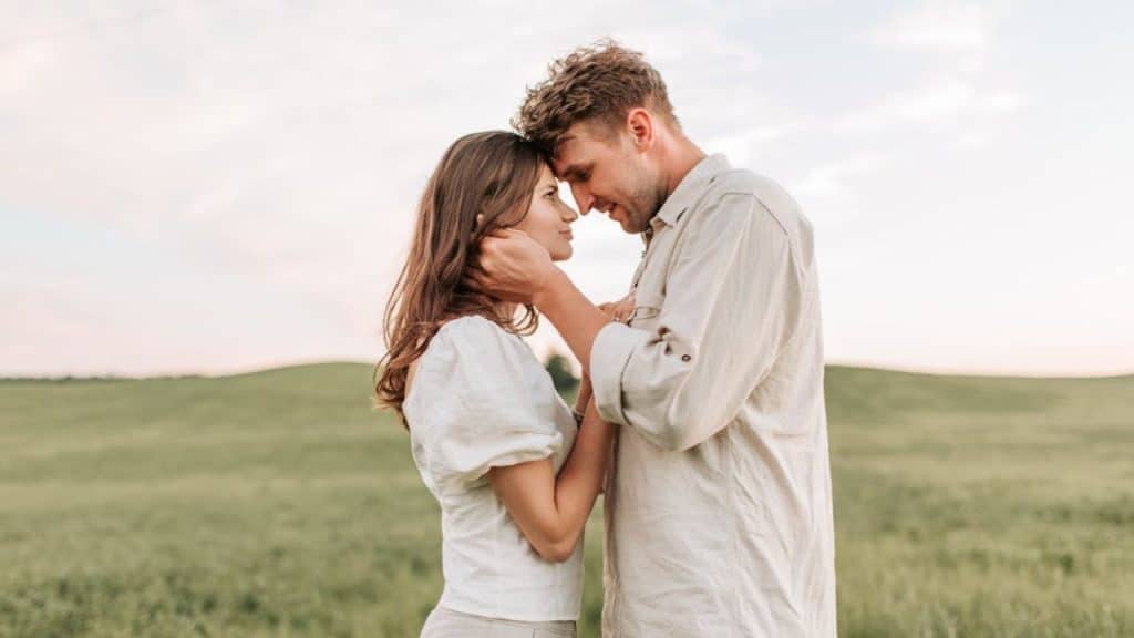 A couple embracing after reconciling