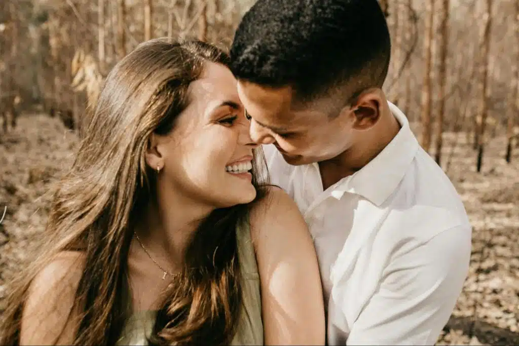 A man and woman kissing