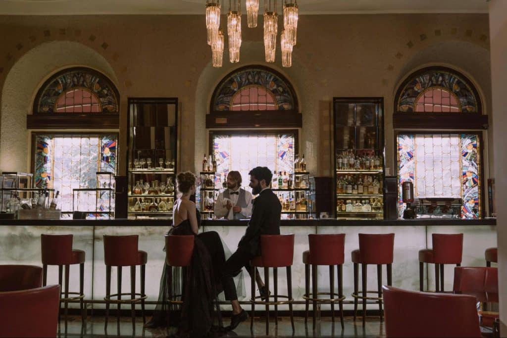 A man and woman having a date