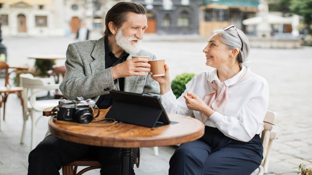 A mature couple on a date