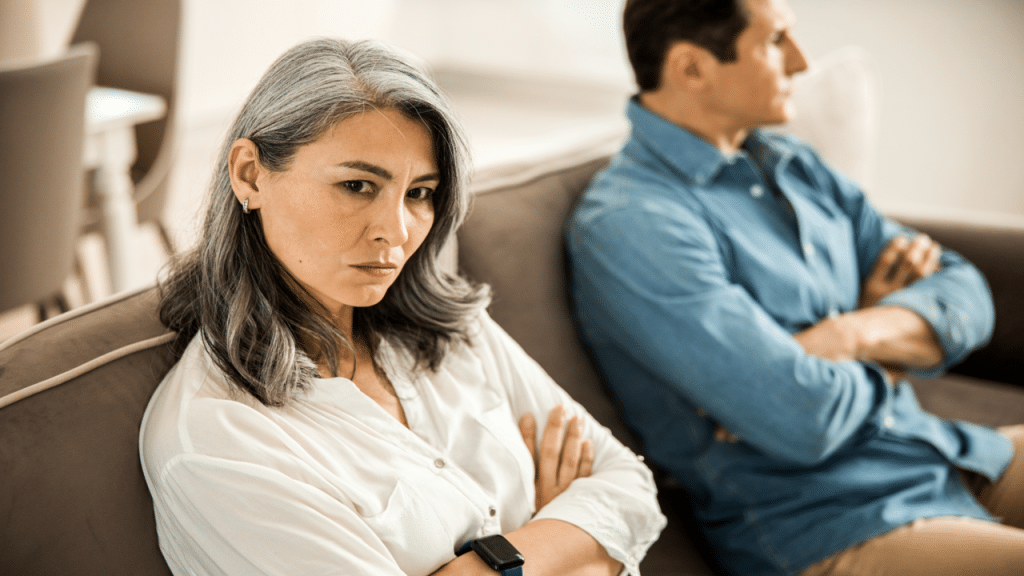 A couple refusing to look at each other