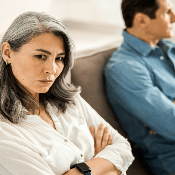 A couple refusing to look at each other