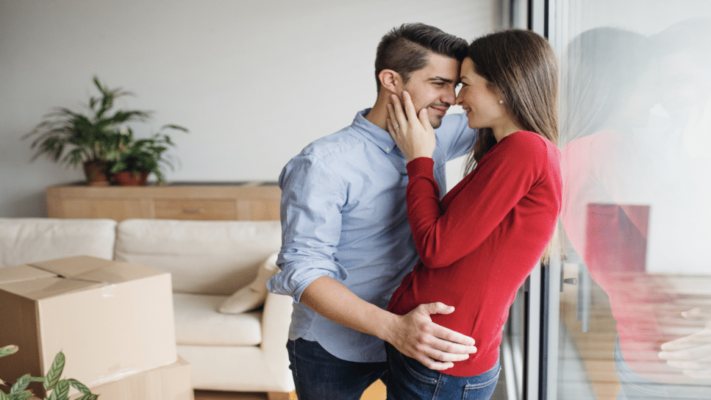 A couple spending time together at home