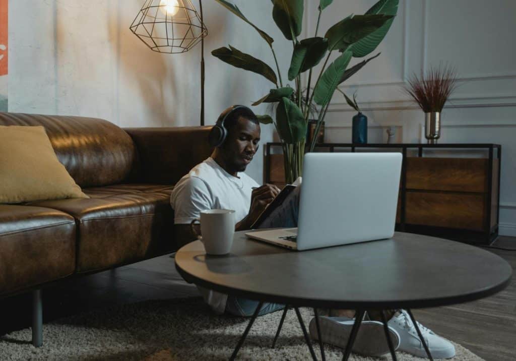 A man sitting at the living room