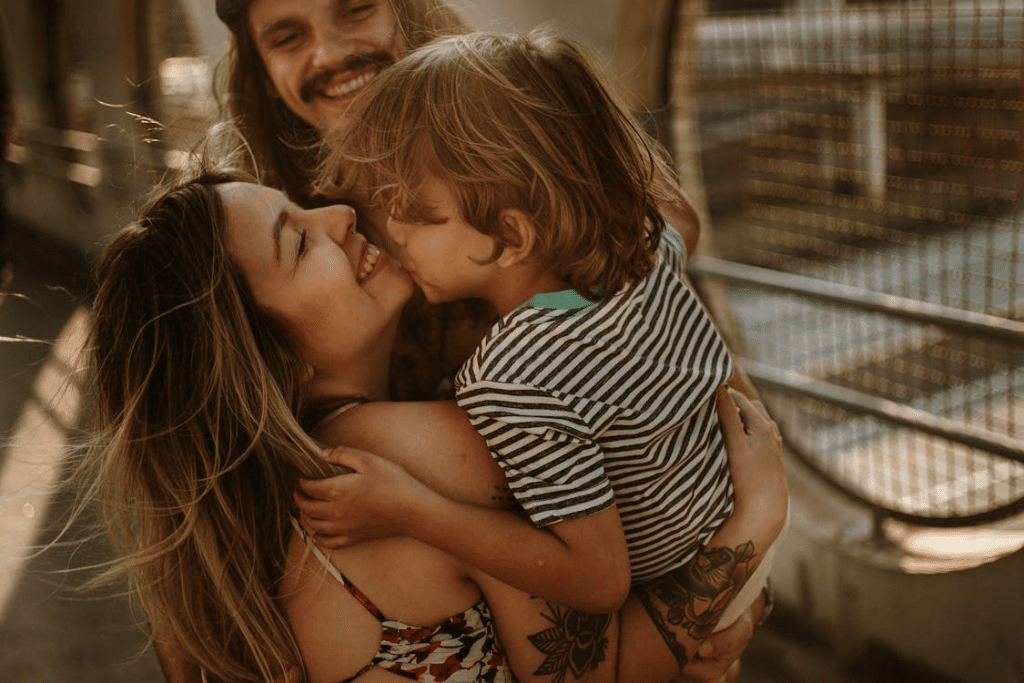 A Family Hugging Each Other