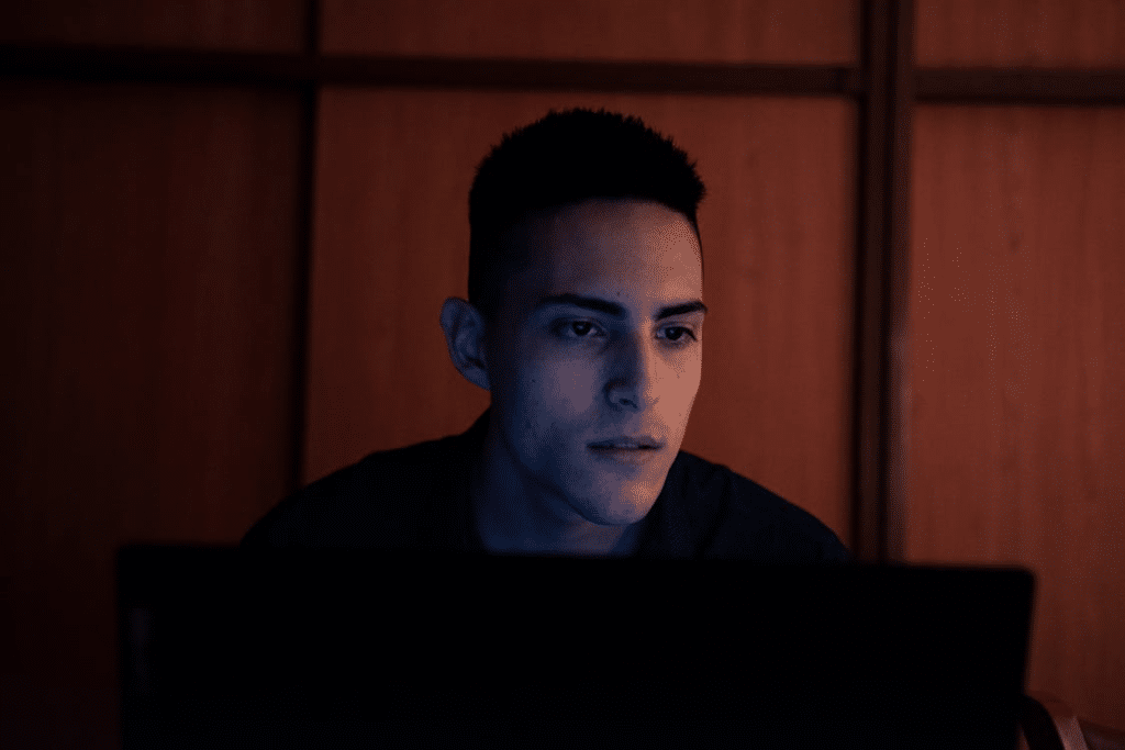 A Man Using a Laptop