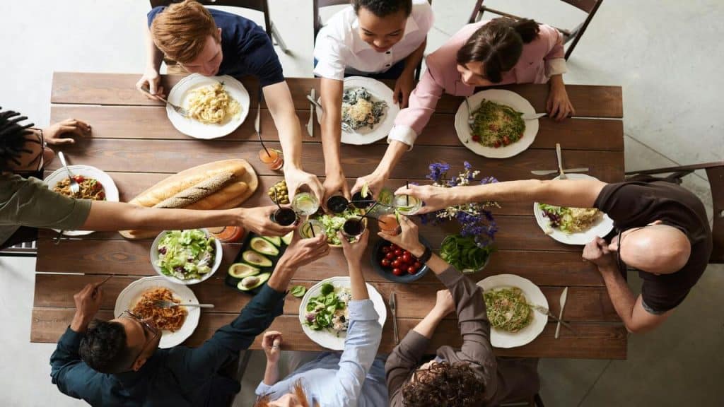 Friends having a meal together