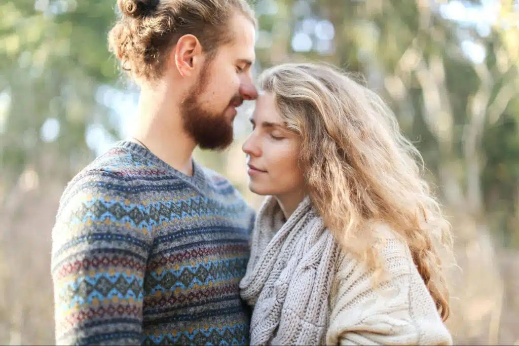 A man and woman close to each other