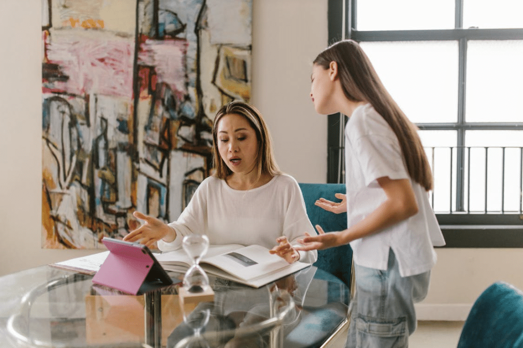 Mother and Daughter Having a Conversation