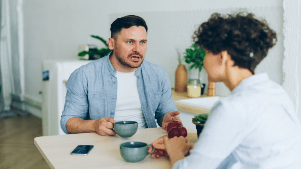 A man berating his wife
