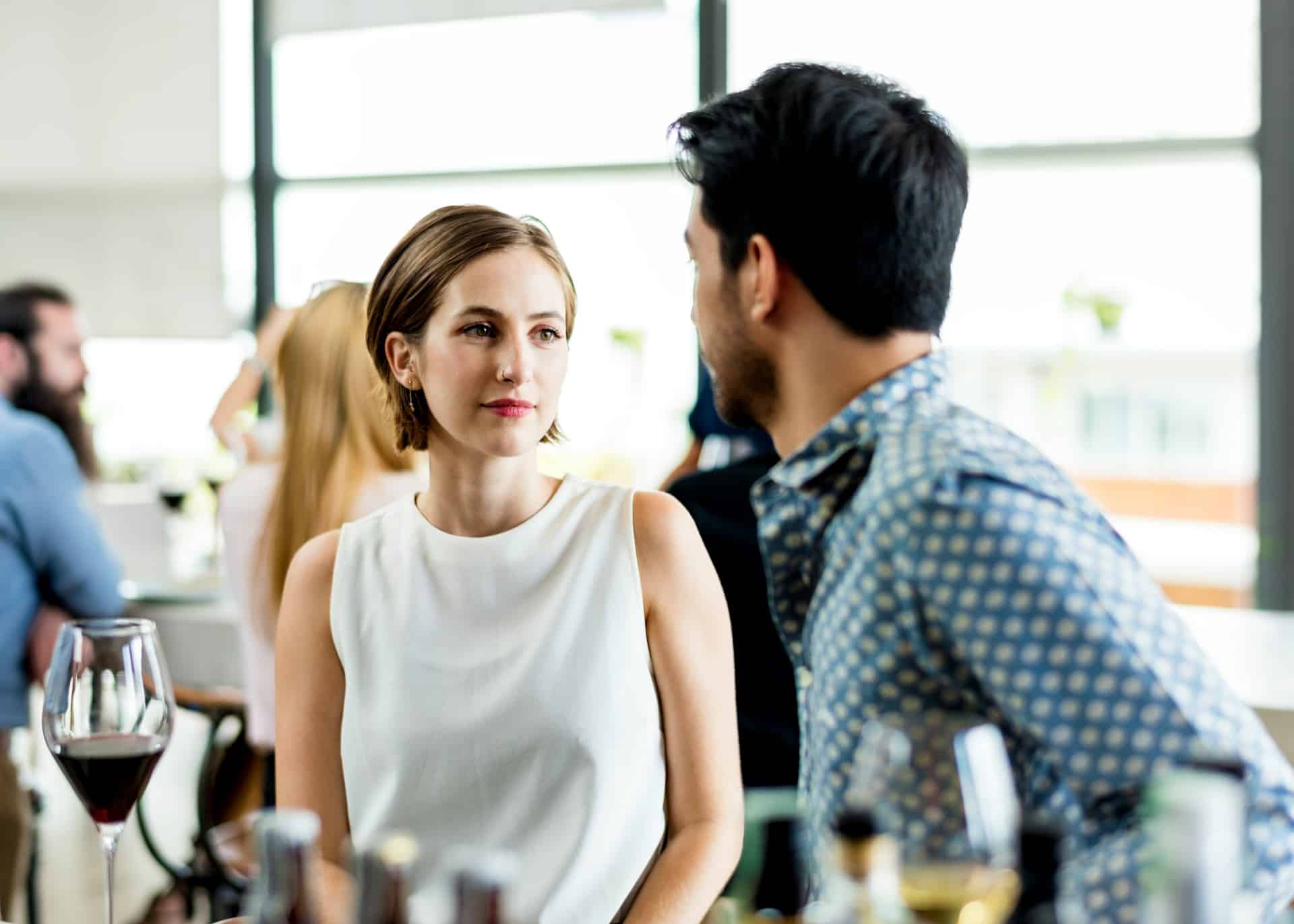 Couple having a meal in a restaurant.