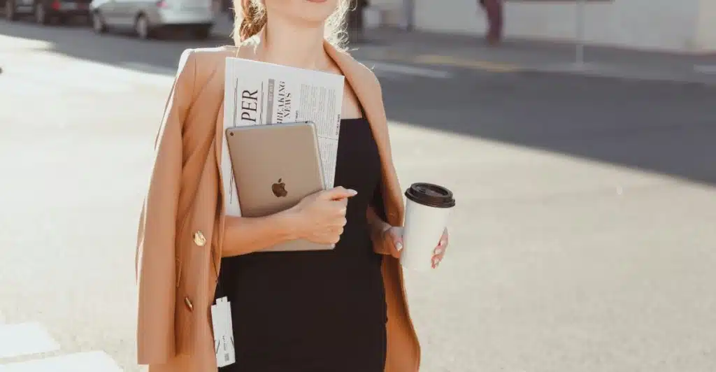 A woman on her way to work