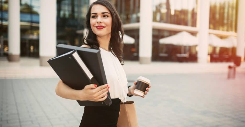 A woman on her way to work