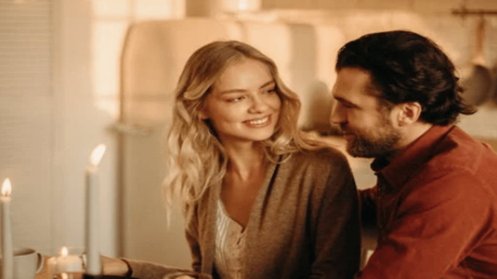 A couple looking at each other