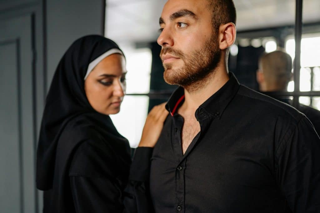 A couple being silent