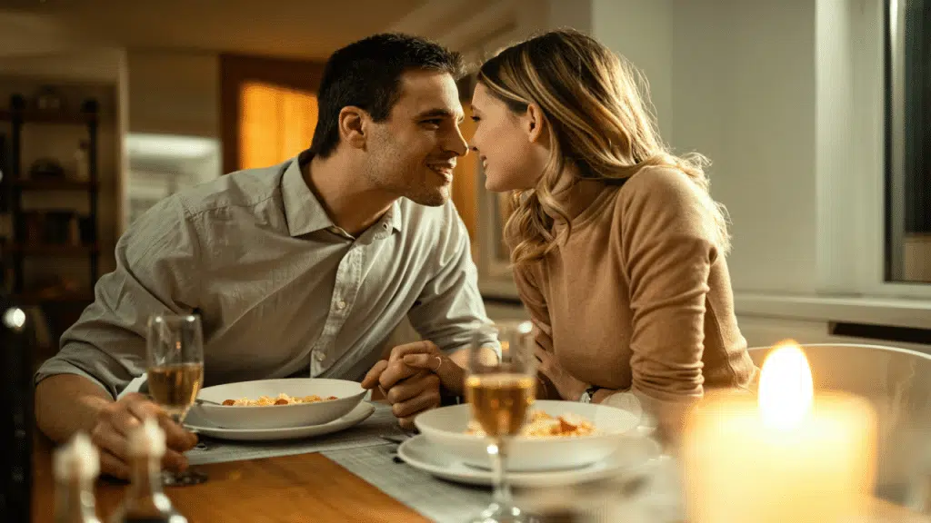 A couple having a home date