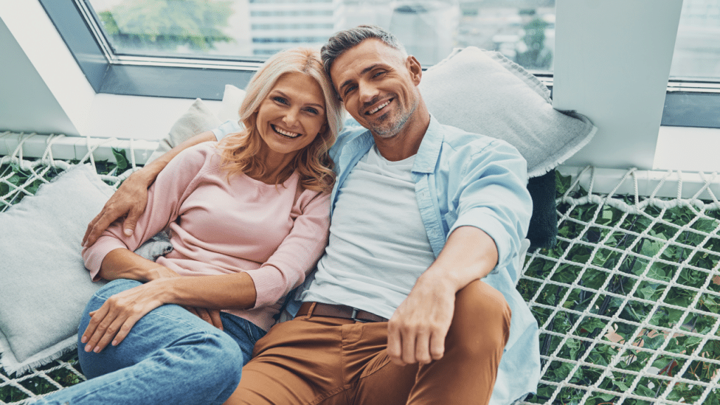 A beautiful mature couple on a hammock