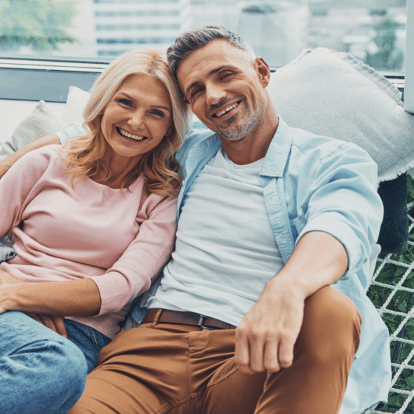 A beautiful mature couple on a hammock