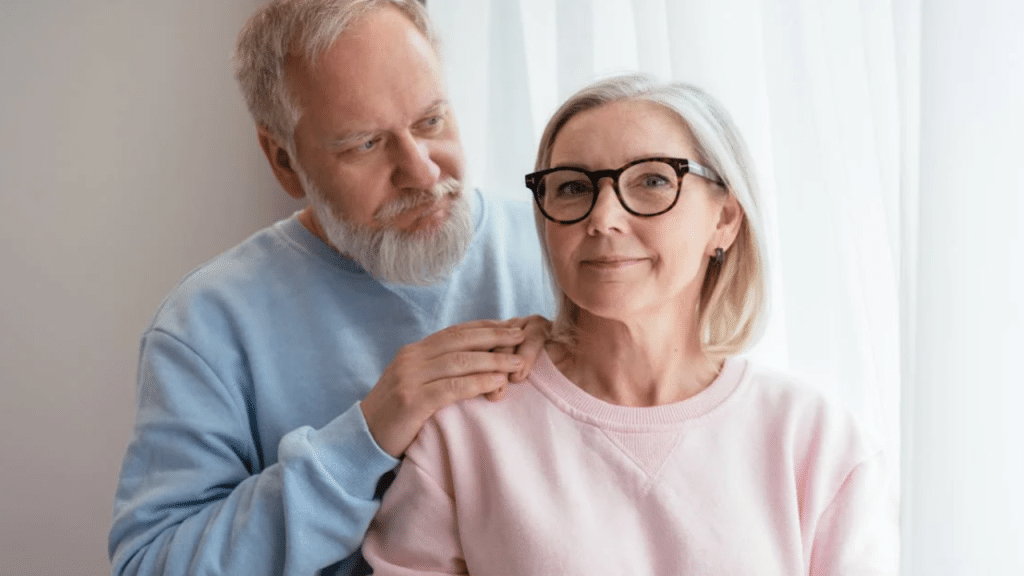 A man trying to apologize to his wife
