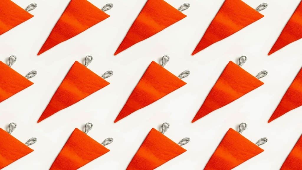 A close-up photo of red flags