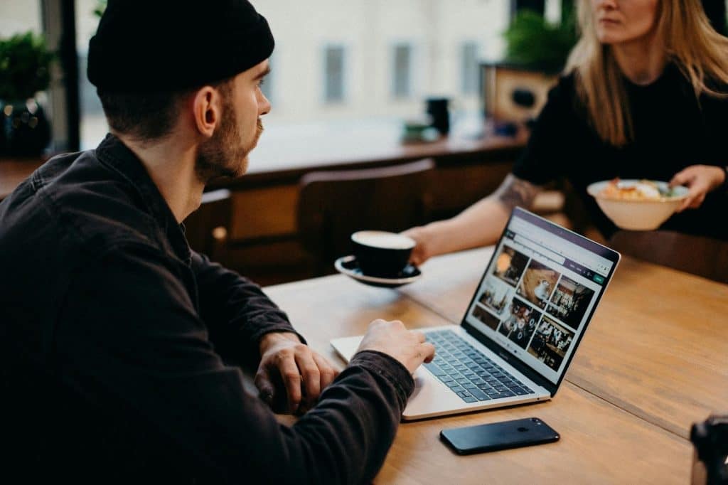 A man using a laptop