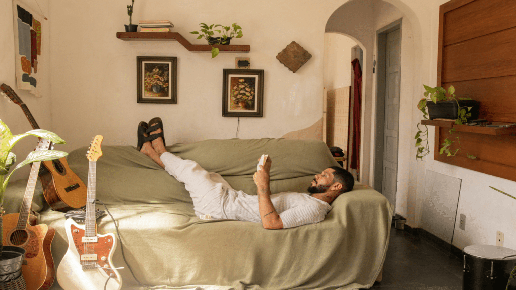 A man relaxing at home