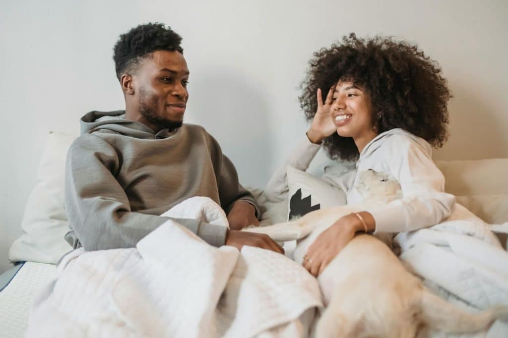 A man and woman having a conversation