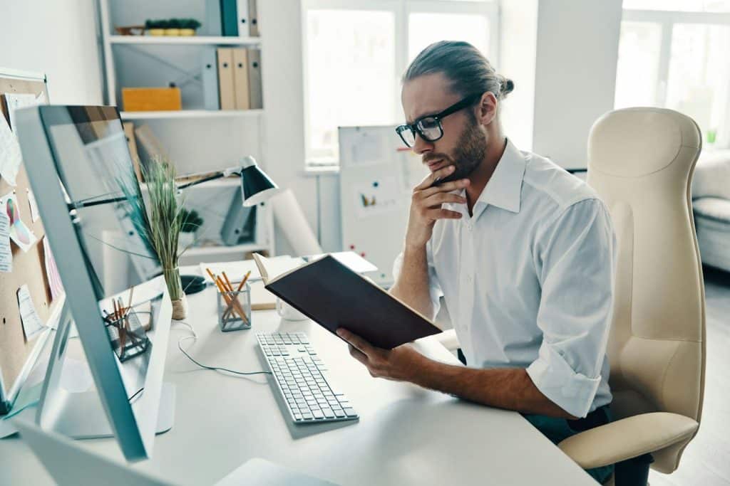 A man working alone