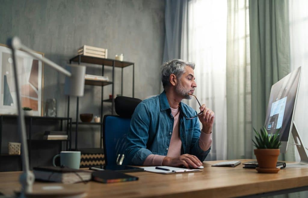 A man working alone