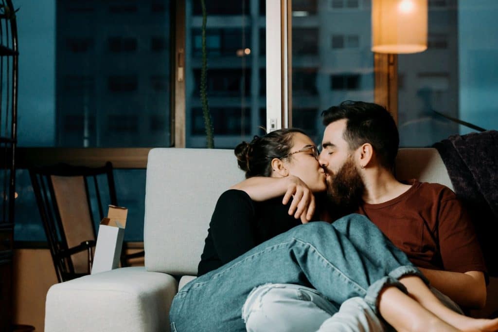 A man and woman kissing