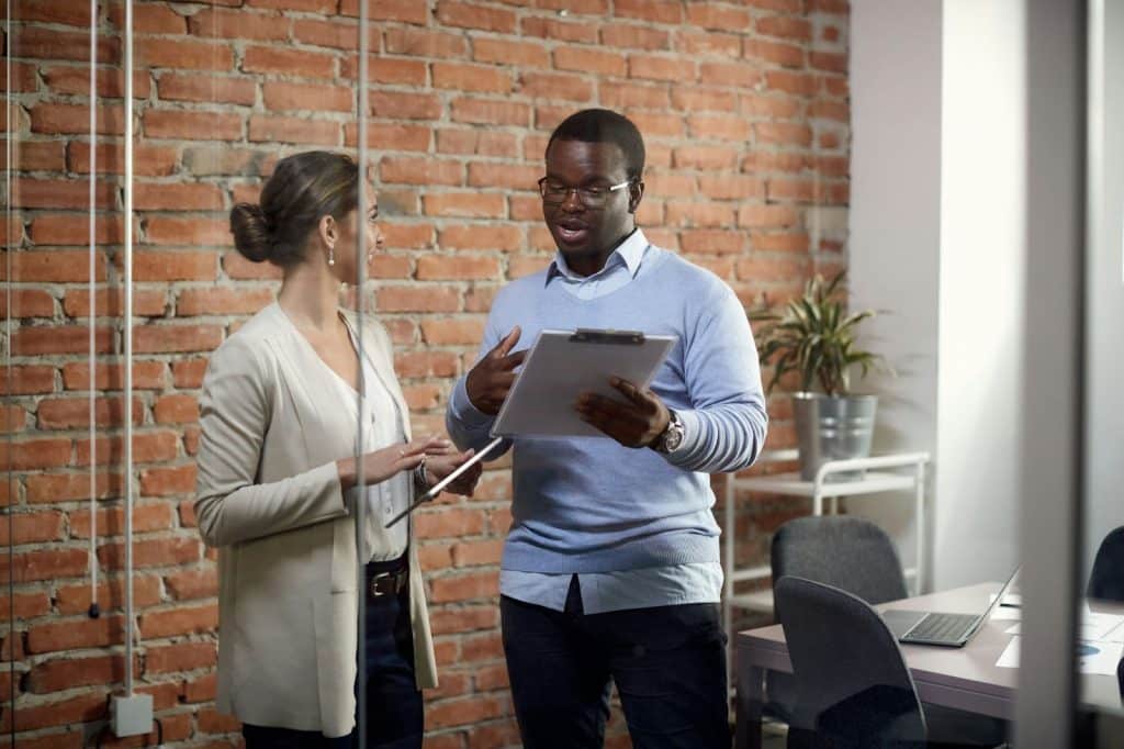 A man and woman discussing about something