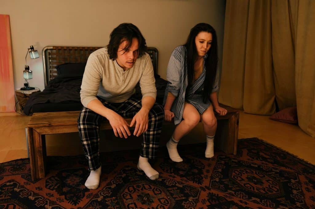 A man and woman sitting 