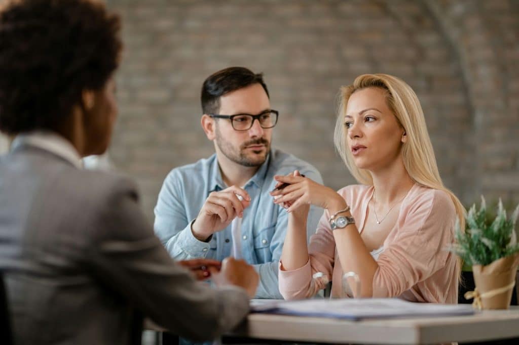 A man and woman having a meeting