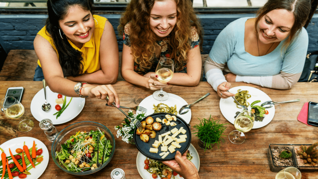 Friends having lunch together
