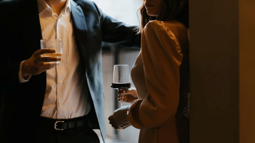 A woman turning away from a guy