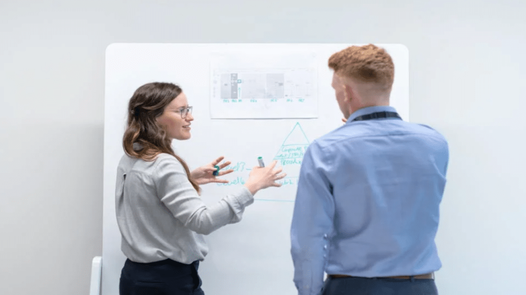 Colleagues making plans together